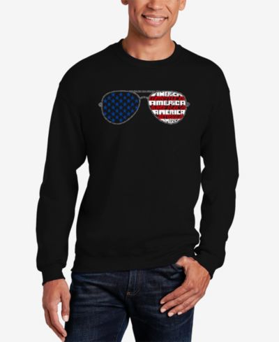 LA Pop Art Мужской свитшот Americana Sunglasses Word Art Crewneck