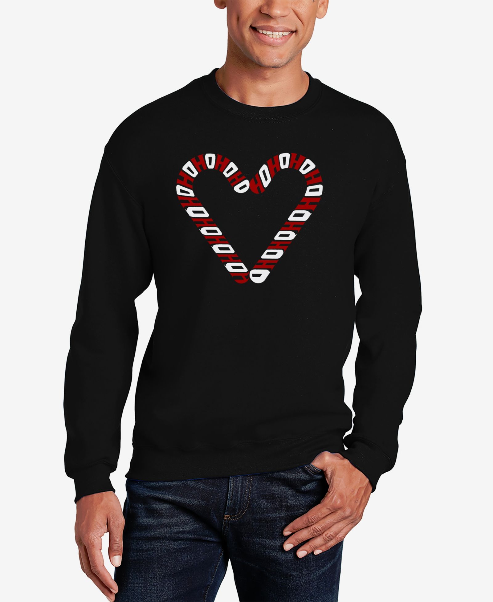 LA Pop Art Men's Candy Canes Word Art Crewneck Sweatshirt