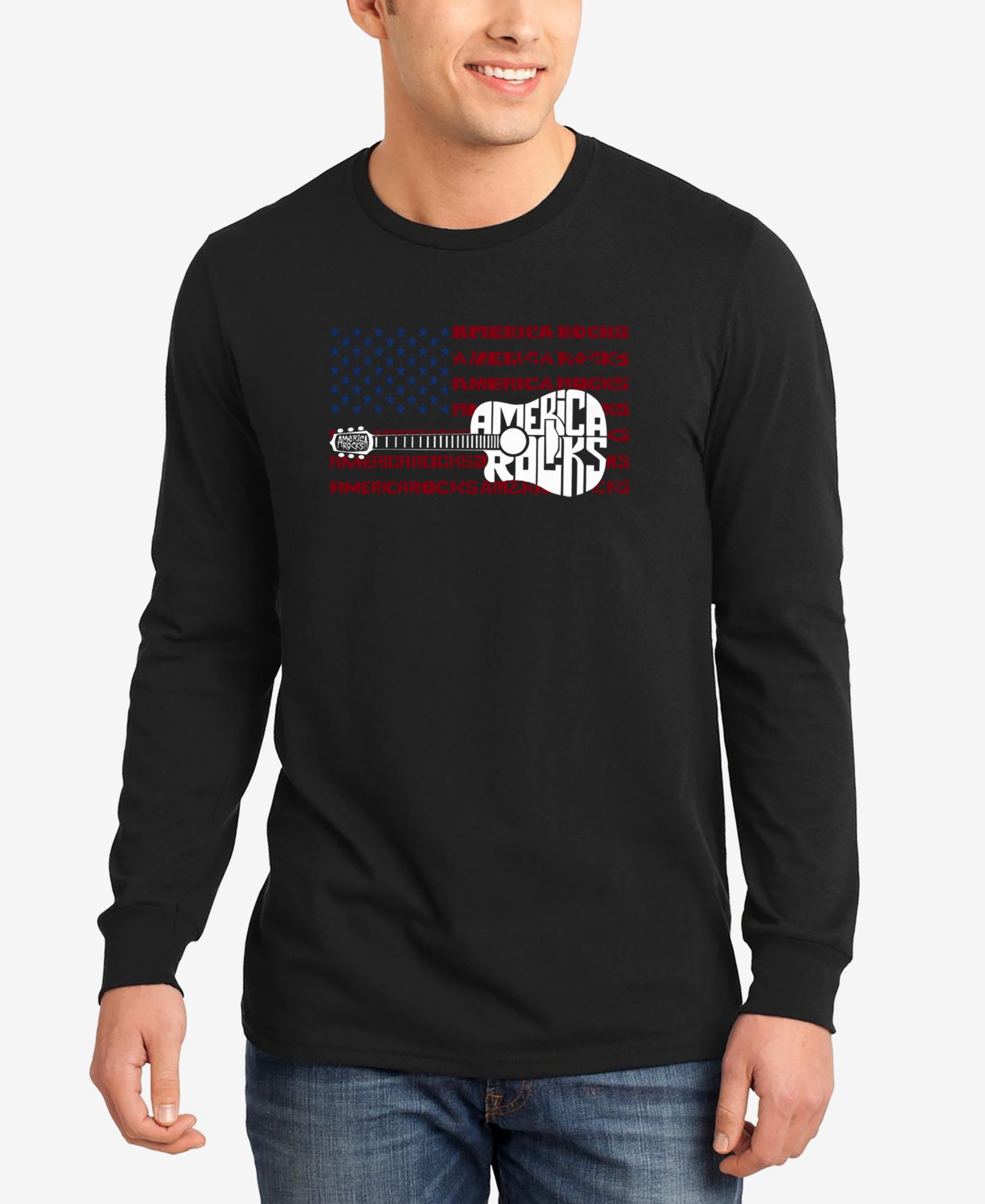 Мужская футболка LA Pop Art America Rocks Word Art Long Sleeve