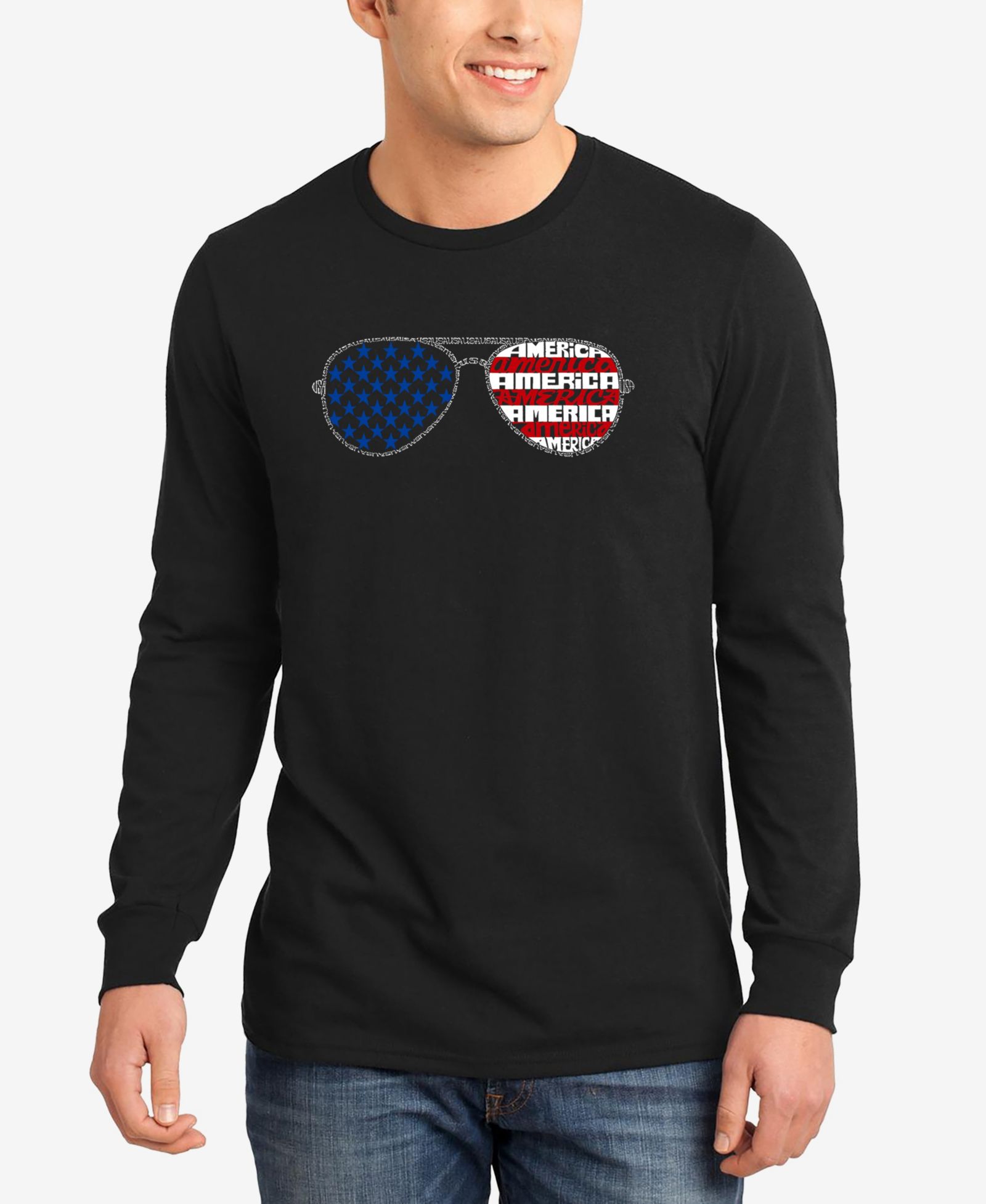 Мужская футболка LA Pop Art Americana Sunglasses Word Art Long Sleeve