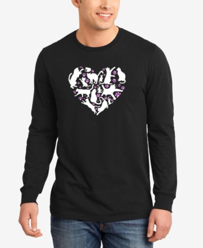 Футболка с длинным рукавом LA Pop Art Men's Cat Heart Word Art