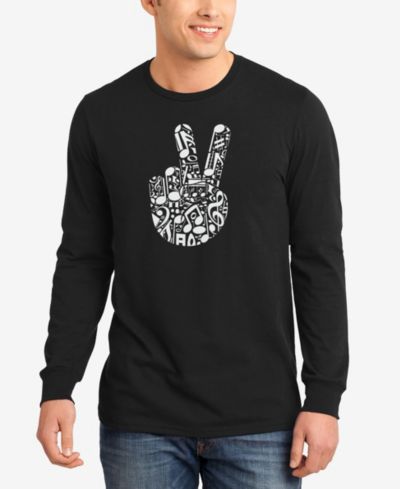 Мужская футболка с длинным рукавом LA Pop Art Peace Finger Notes Word Art