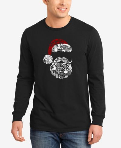 LA Pop Art Men's Santa Pics Word Art Long Sleeve T-Shirt