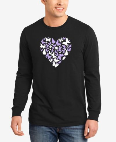 LA Pop Art Мужская футболка с длинным рукавом Butterfly Heart Word Art