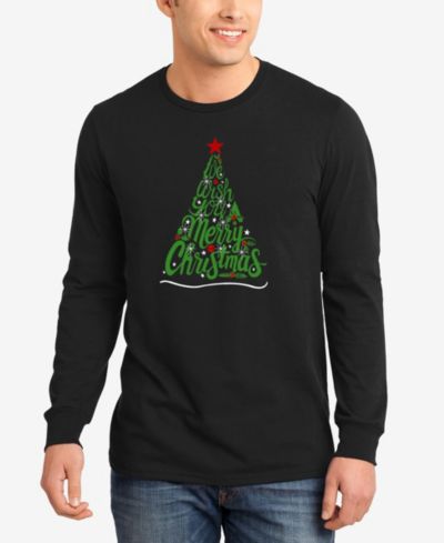 LA Pop Art Men's We Wish You A Merry Christmas Word Art Long Sleeve T-Shirt