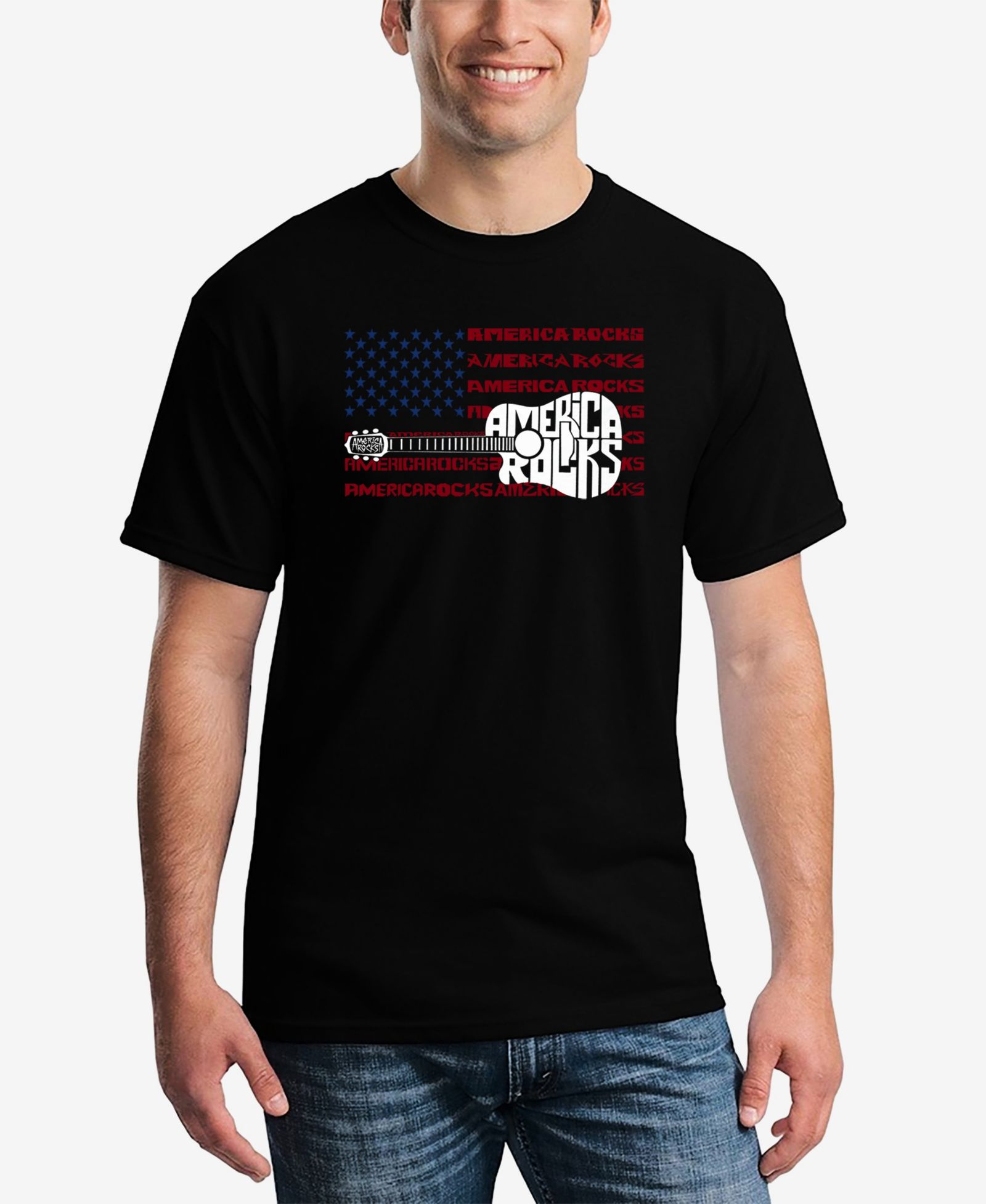LA Pop Art Men's America Rocks Word Art T-Shirt