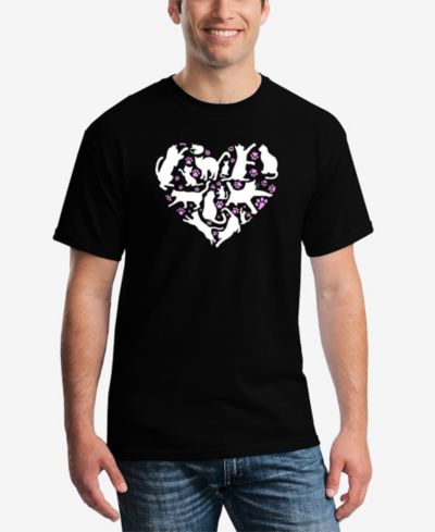 LA Pop Art Men's Cat Heart Word Art T-Shirt