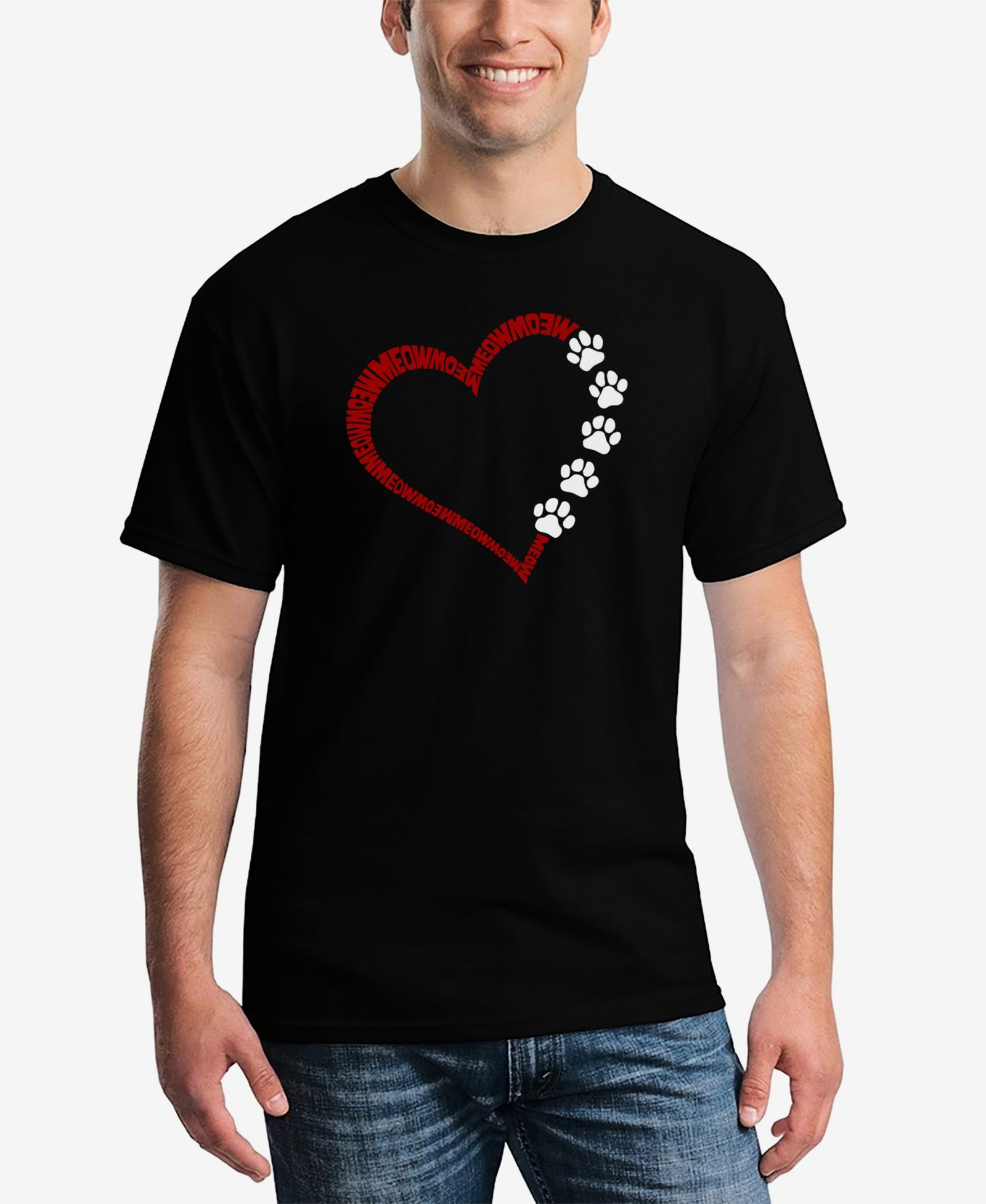 LA Pop Art Мужская футболка Meow Heart Word Art
