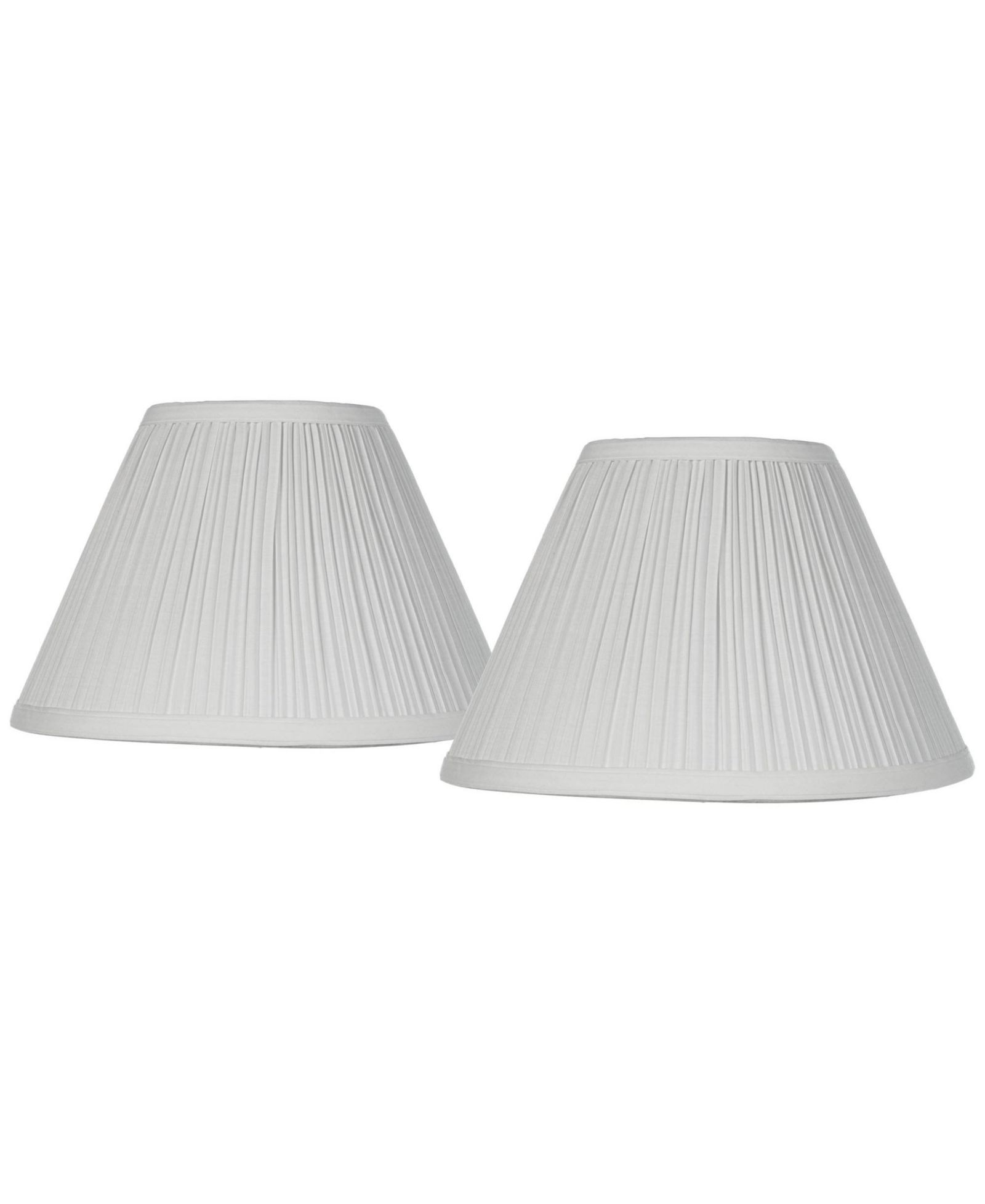 Springcrest Set of 2 Bell Lamp Shades White Mushroom Pleated Small 5" Top x 11" Bottom x 7.5" Slant Candelabra Clip-On Fitting