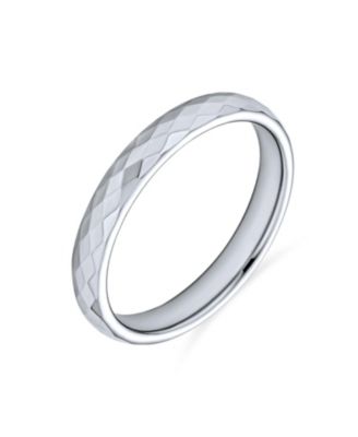 Bling Jewelry Кольцо Titanium Band с многогранной огранкой призмы Silver Tone Comfort Fit 3MM