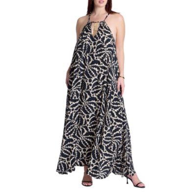 ELOQUII Women's Hardware Detail Trapeze Maxi Dress