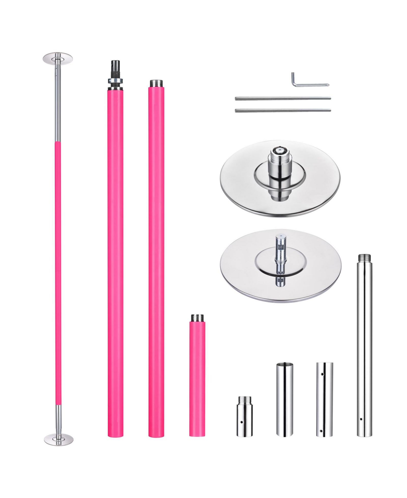 Набор для танцев на пилоне Yescom Static Spinning Dancing Pole Kit, 10.9 Ft, розовый