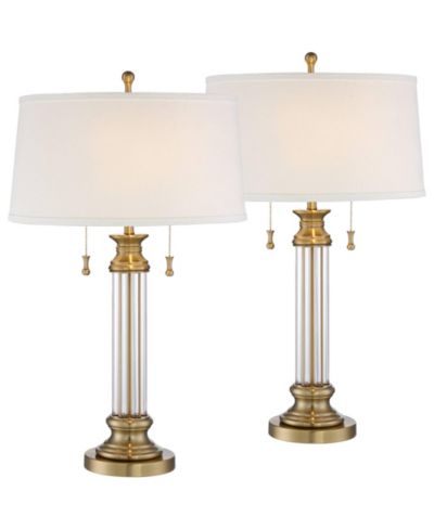 Набор из 2 настольных ламп Vienna Full Spectrum Rolland Traditional, Antique Brass Crystal Drum Shade