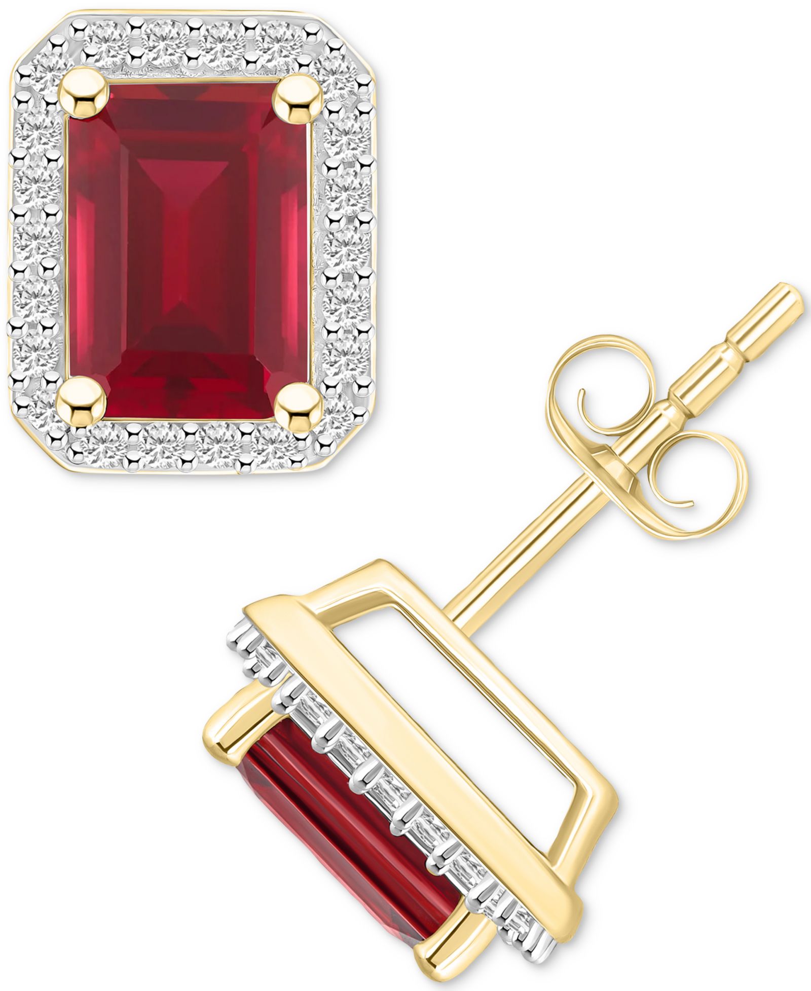 Серьги-гвоздики с розовым сапфиром и полированным маркизом 17" (20 ct. t.w.) в 10k Yellow Gold