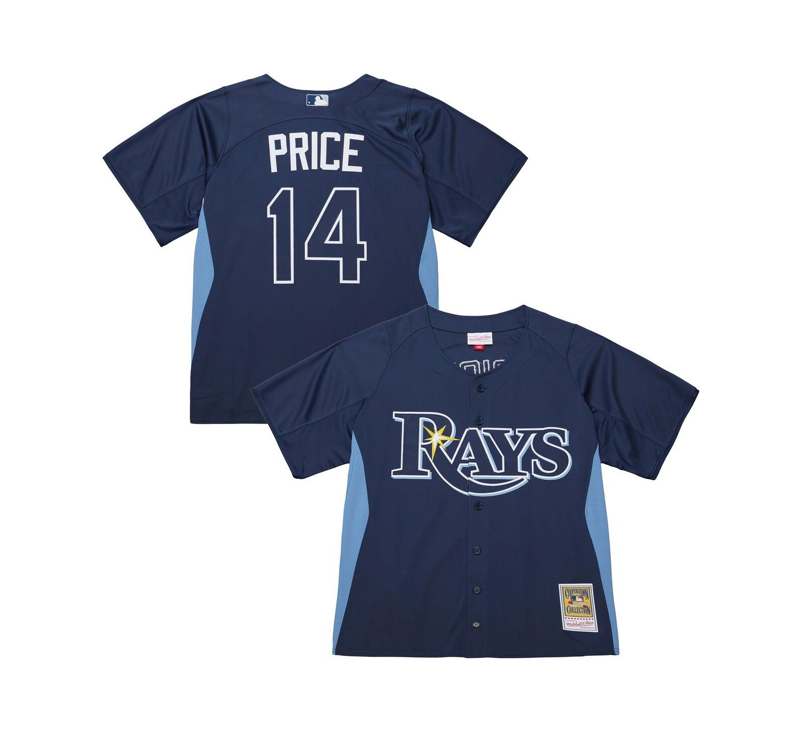 Мужская джерси Mitchell & Ness David Price Blue Tampa Bay Rays Authentic для тренировок
