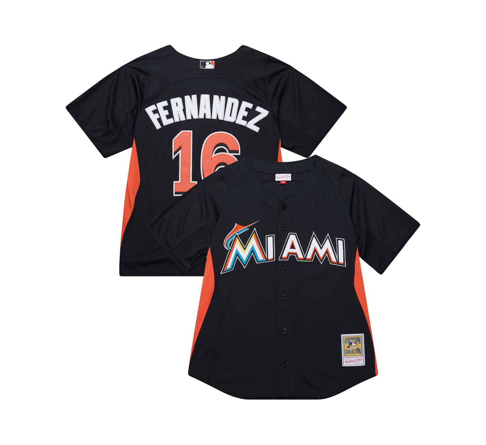 Джерси Mitchell & Ness Men's Jose Fernandez Black Miami Marlins Authentic Batting Practice