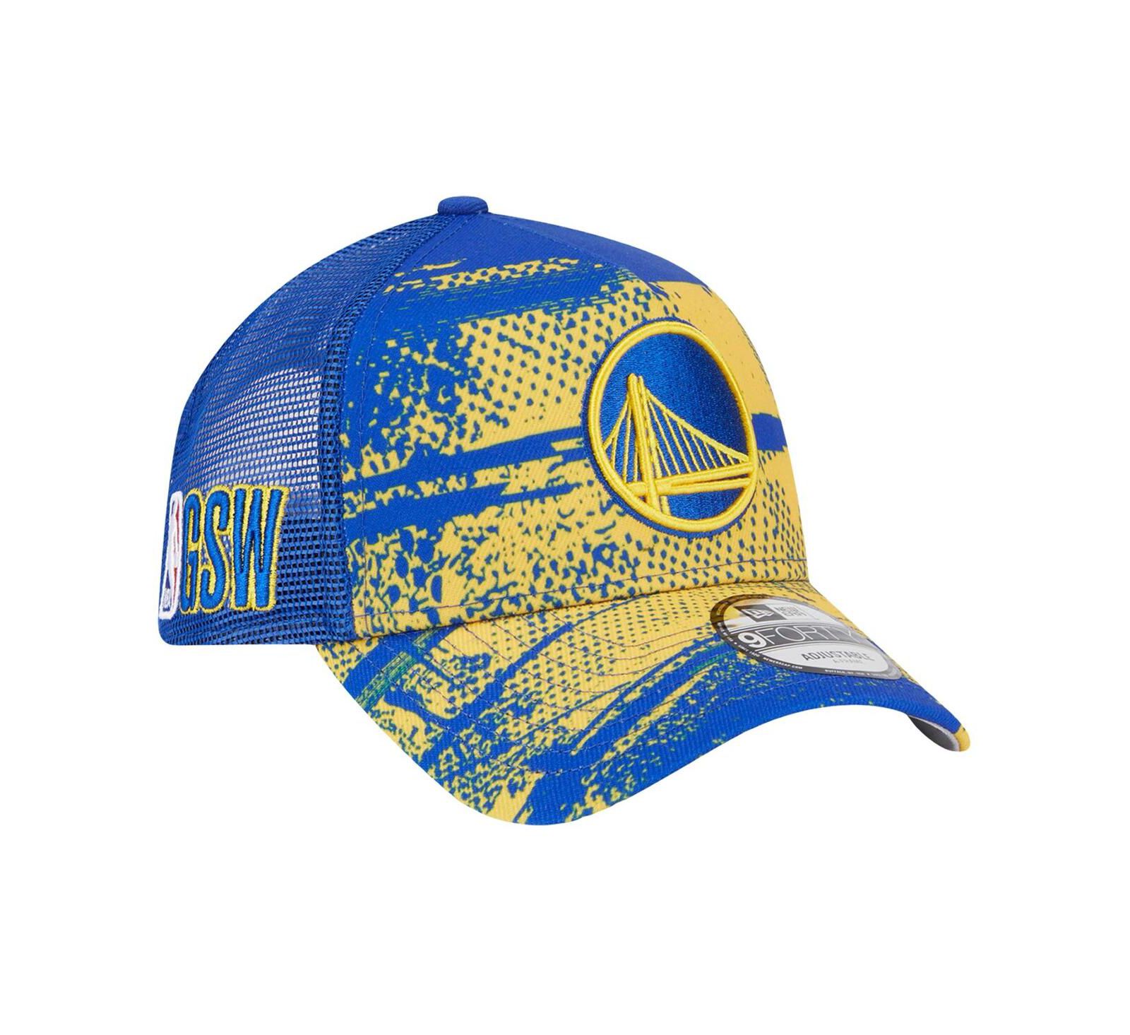 Музыканская кепка New Era Men's Royal/Gold Golden State Warriors Tip Off A-Frame Trucker 9FORTY Adjustable Hat