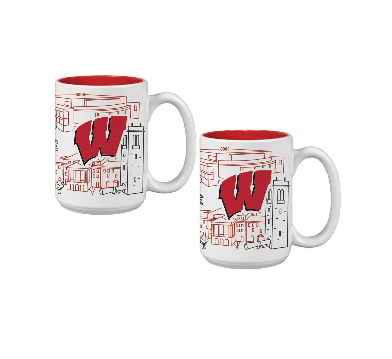 Indigo Falls Wisconsin Badgers 15oz. Campus Line Art Coffee Mug 2-Pack