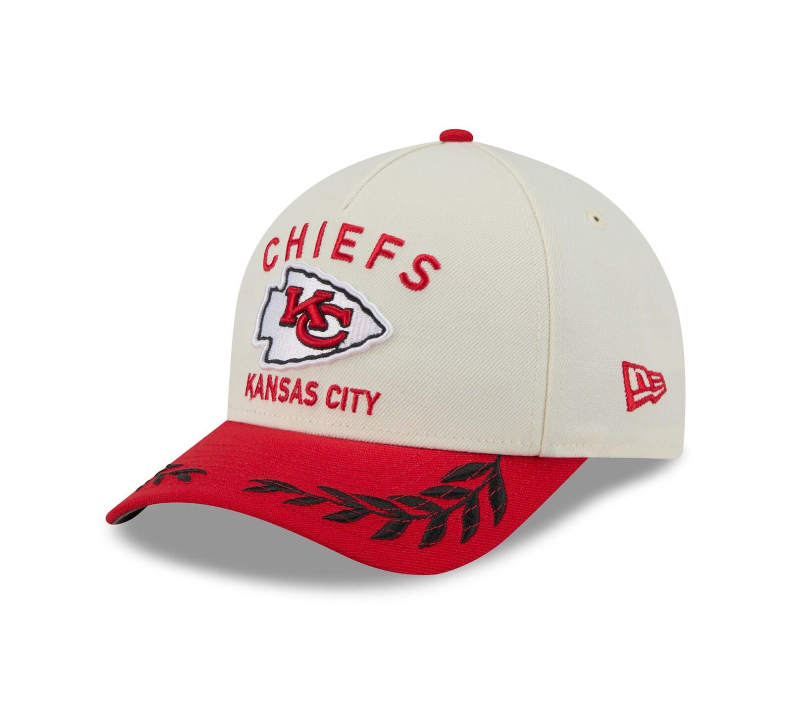 Мужская регулируемая кепка New Era 9FORTY A-Frame M-Crown, Kansas City Chiefs 2025 NFL Draft, кремовый/красный