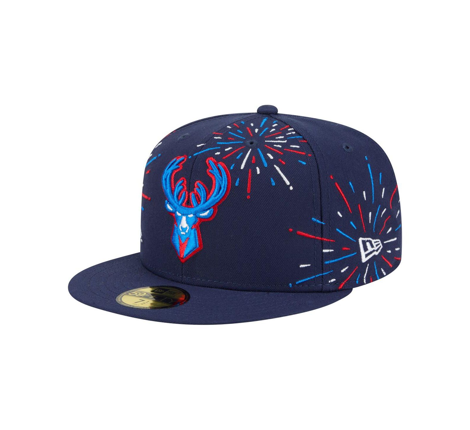 Мужская кепка New Era Milwaukee Bucks Americana Fireworks 59FIFTY Navy