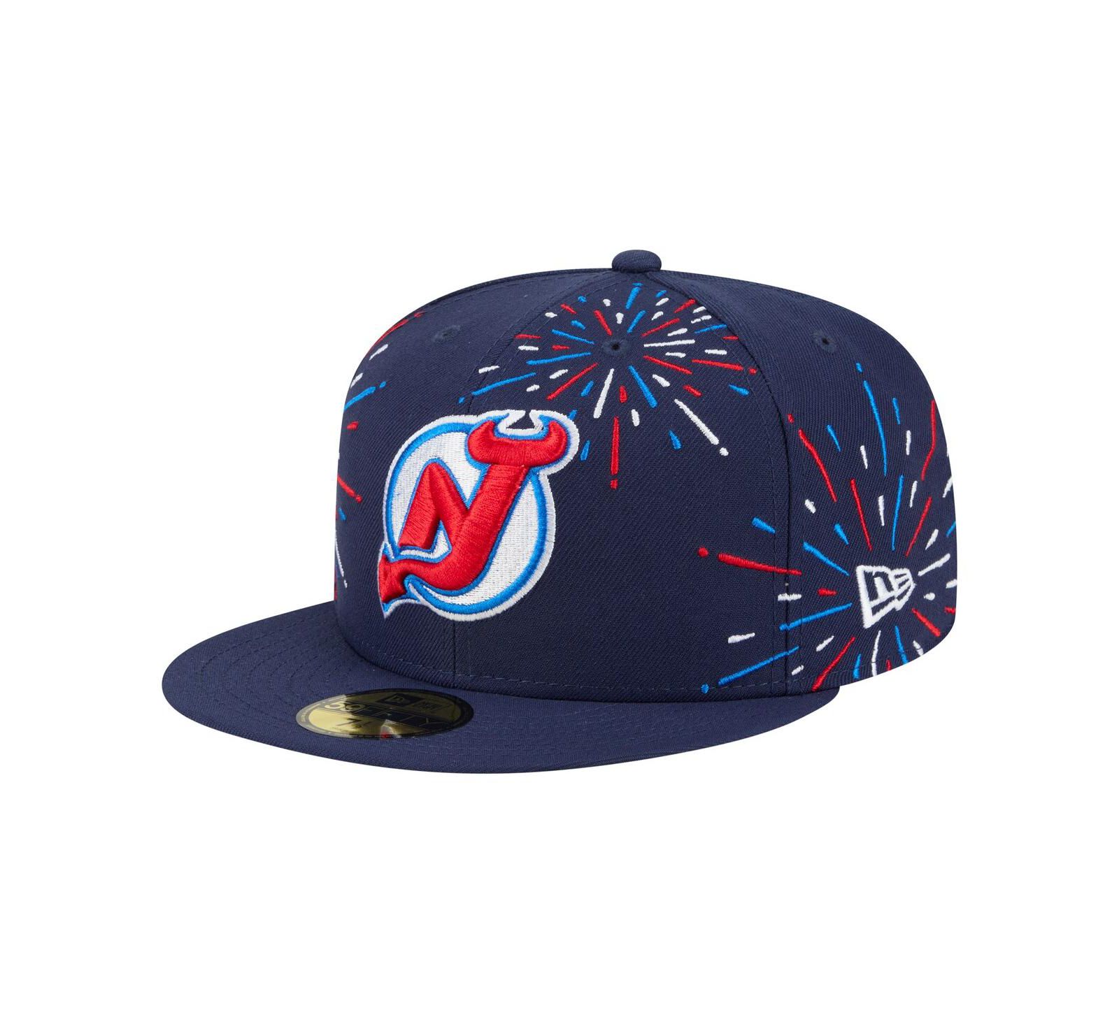 Мужская кепка New Era Navy New Jersey Devils Americana Fireworks 59FIFTY Fitted