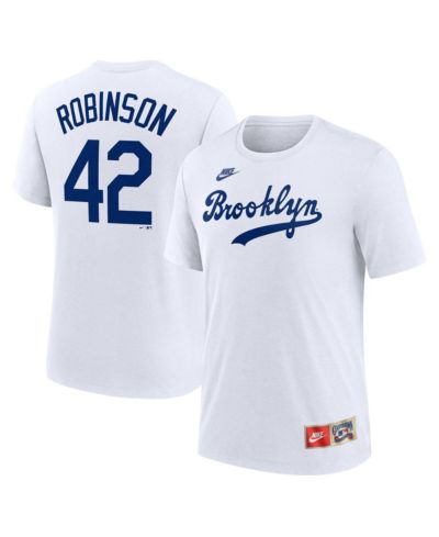 Nike Men's Jackie Robinson White Brooklyn Dodgers Cooperstown Collection Tri-Blend Name & Number T-Shirt