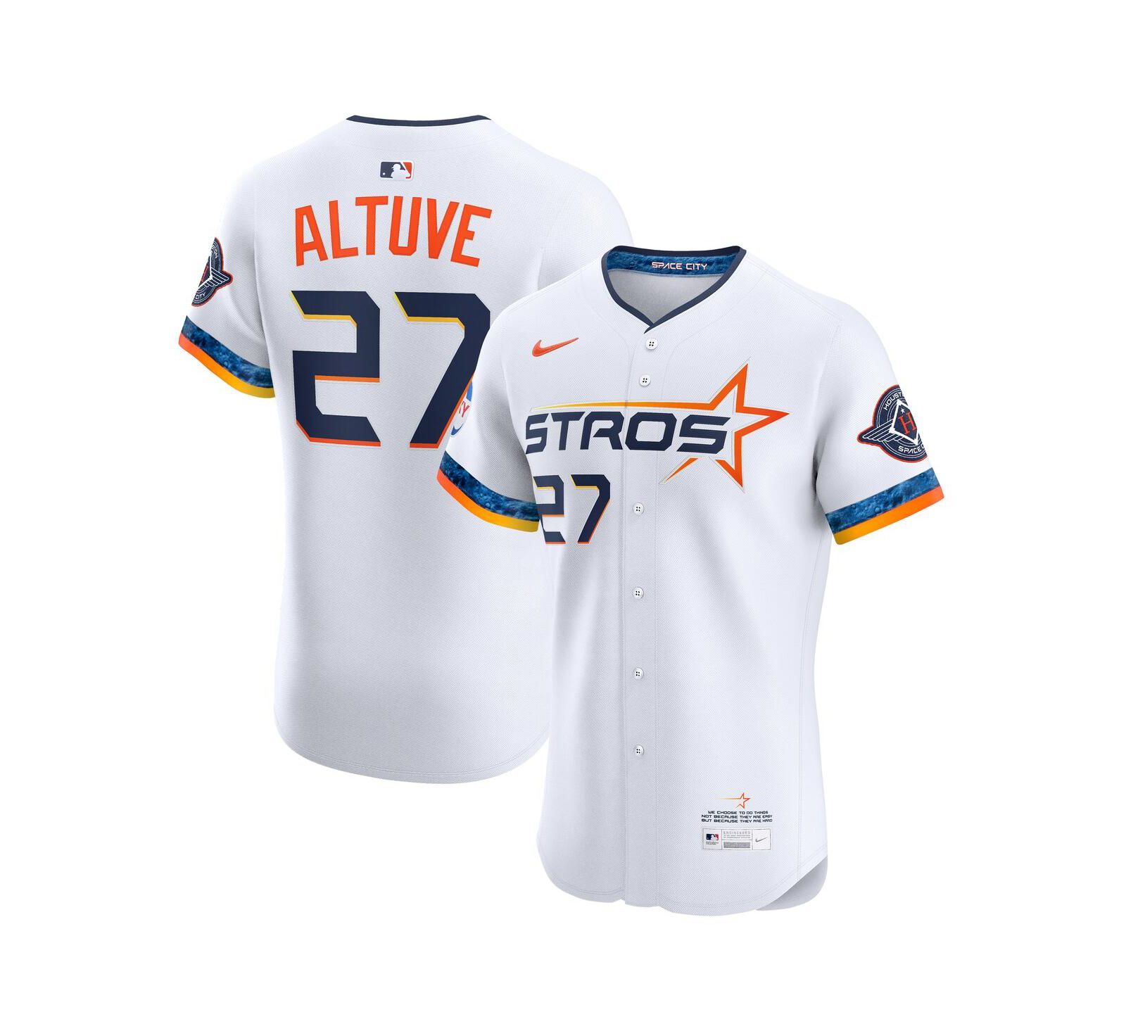 Мужская джерси Nike White Jose Altuve Houston Astros 2025 City Connect Elite Player Jersey