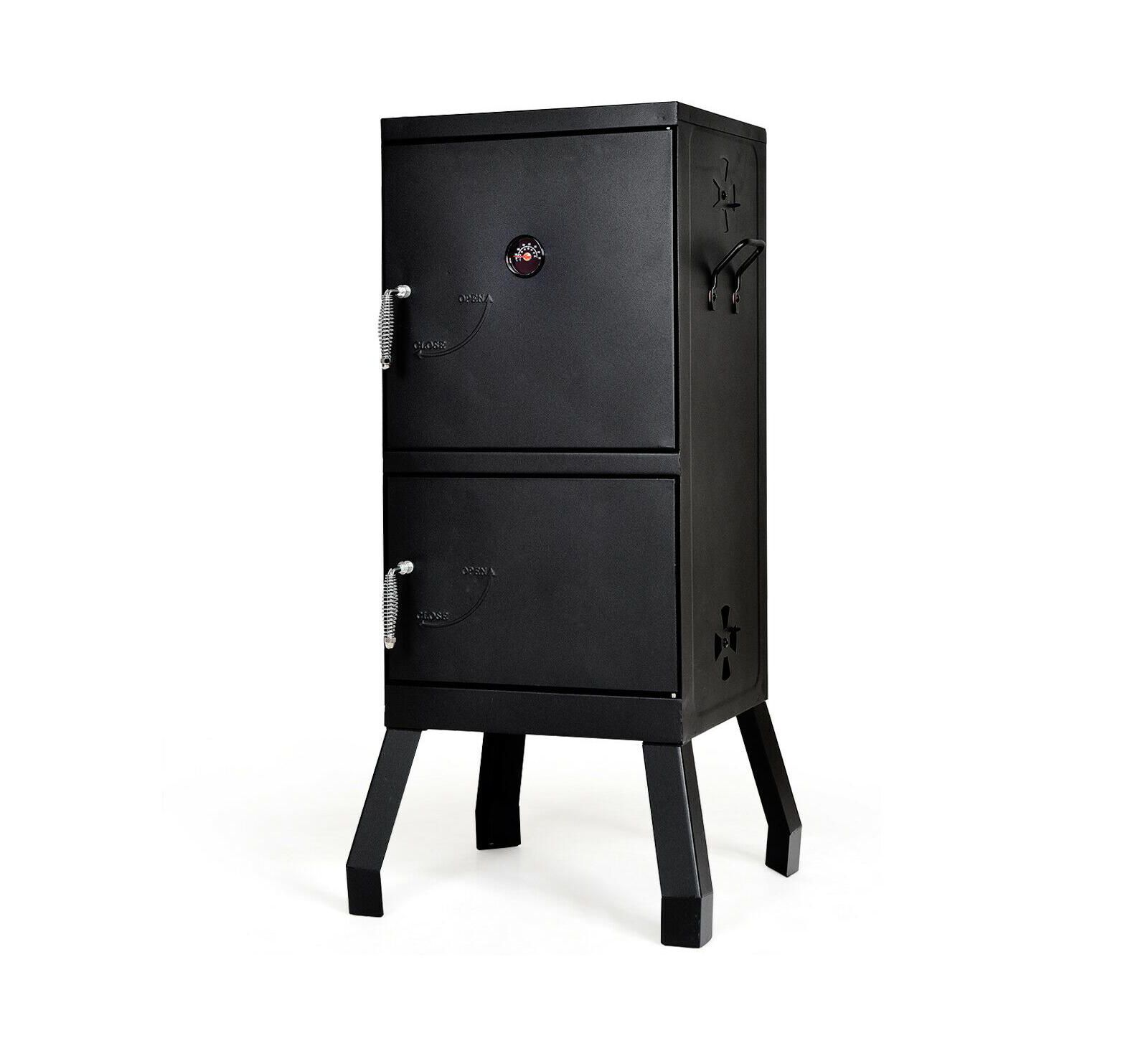 Vertical 2-tier Outdoor Barbeque Grill with Temperature Gauge