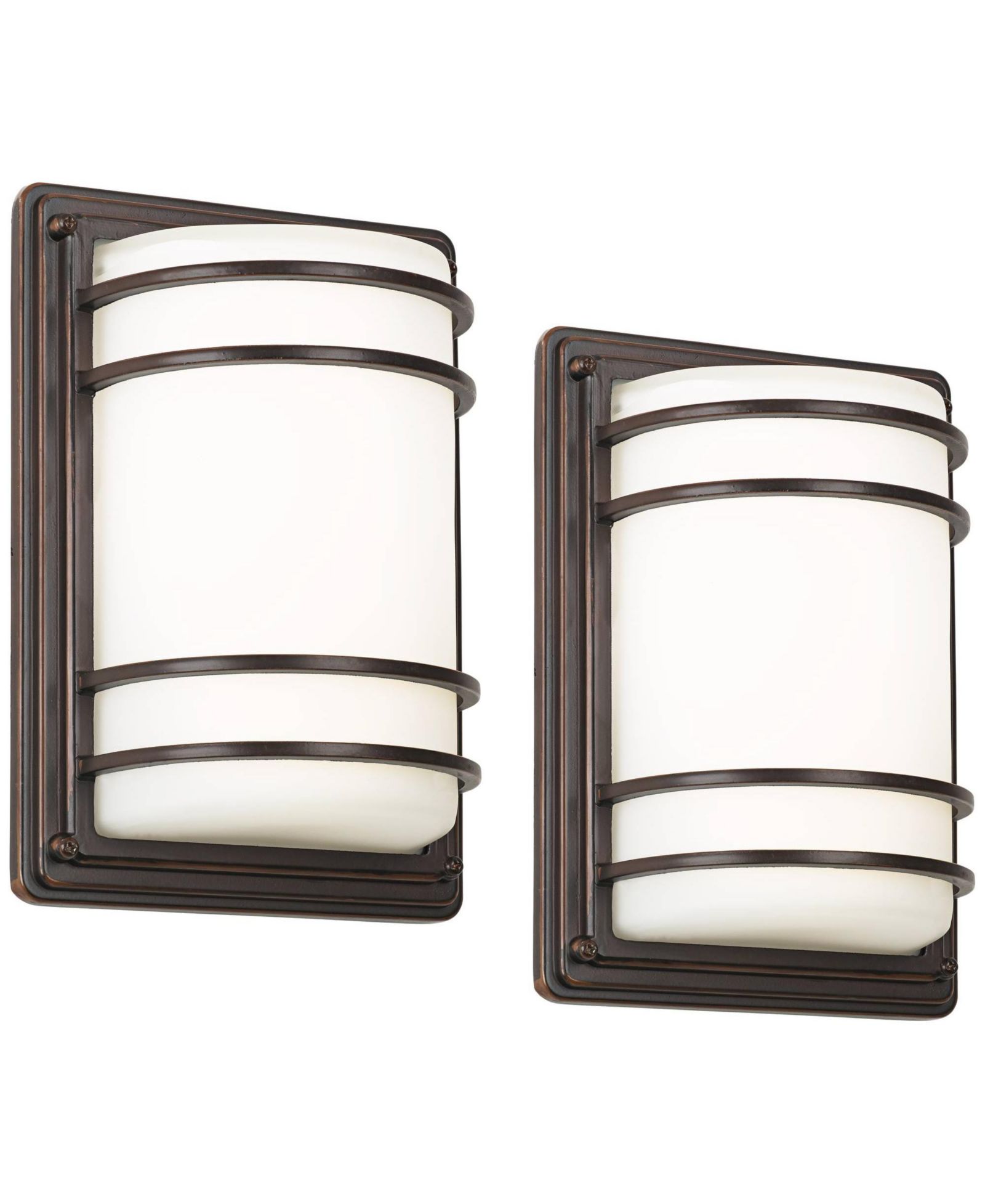 Набор уличных настенных светильников John Timberland Habitat Modern 2 шт. Rubbed Bronze 11" Opal Glass