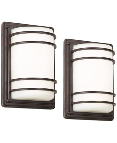 Набор уличных настенных светильников John Timberland Habitat Modern 2 шт. Rubbed Bronze 11" Opal Glass
