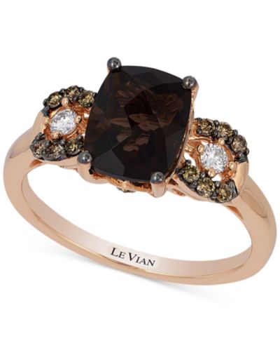 Кольцо Le Vian Chocolatier® Chocolate Quartz (1-9/10 ct. t.w.) и Diamond (1/5 ct. t.w.) в 14k Rose Gold