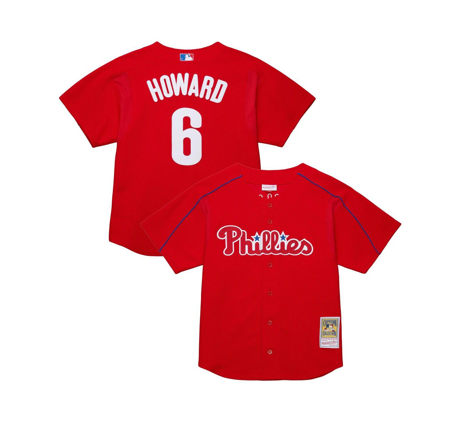 Мужская джерси Mitchell & Ness Ryan Howard Red Philadelphia Phillies Cooperstown Collection для тренировок