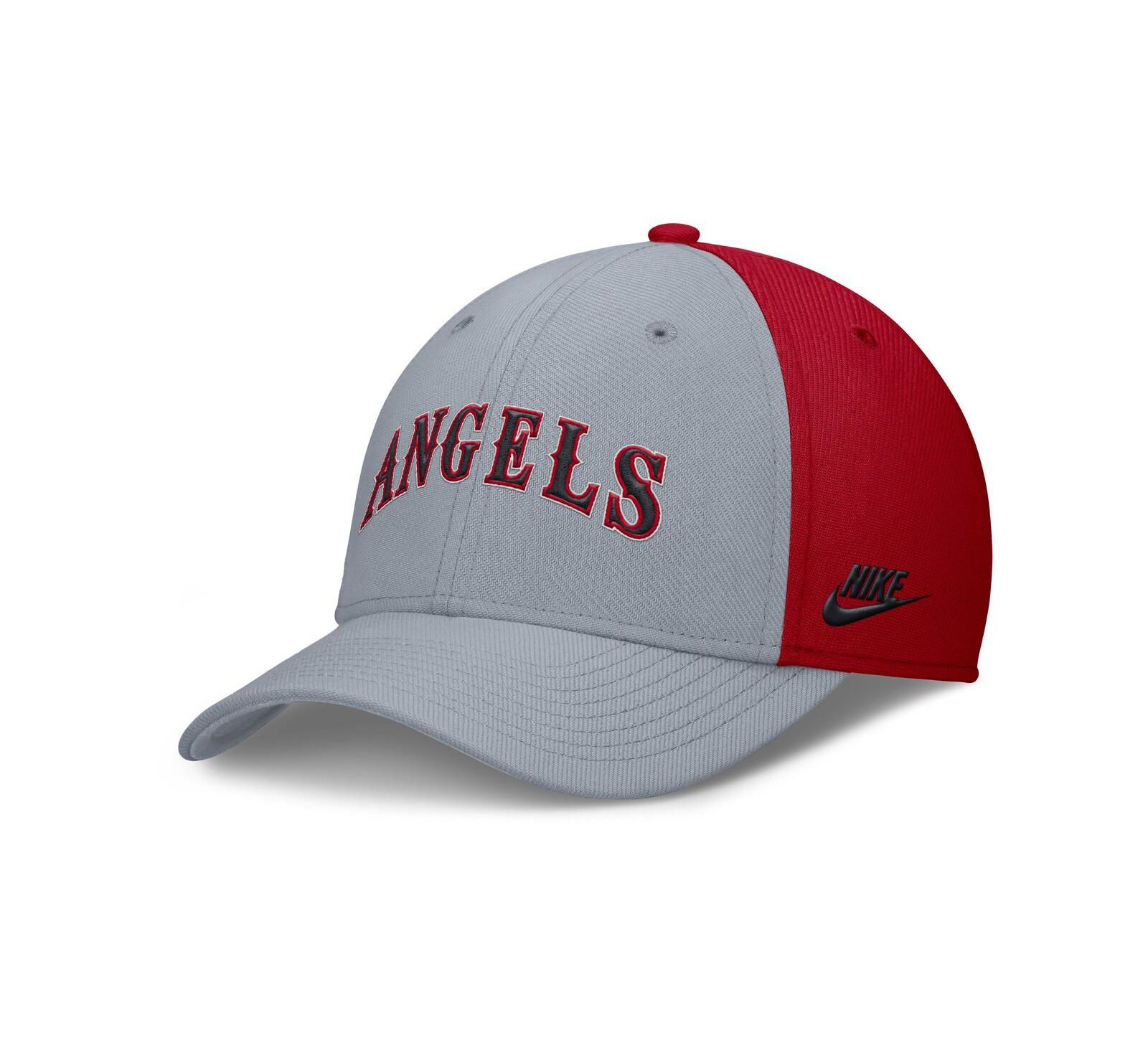 Nike Men's Gray/Red California Angels Rise Swoosh Performance Flex Hat