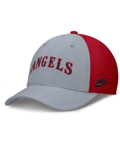 Nike Мужская кепка California Angels Rise Swoosh Performance Flex, Gray/Red