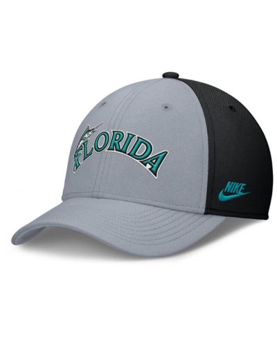 Мужская кепка Nike Florida Marlins Rise Swoosh Performance Flex, серо-черная