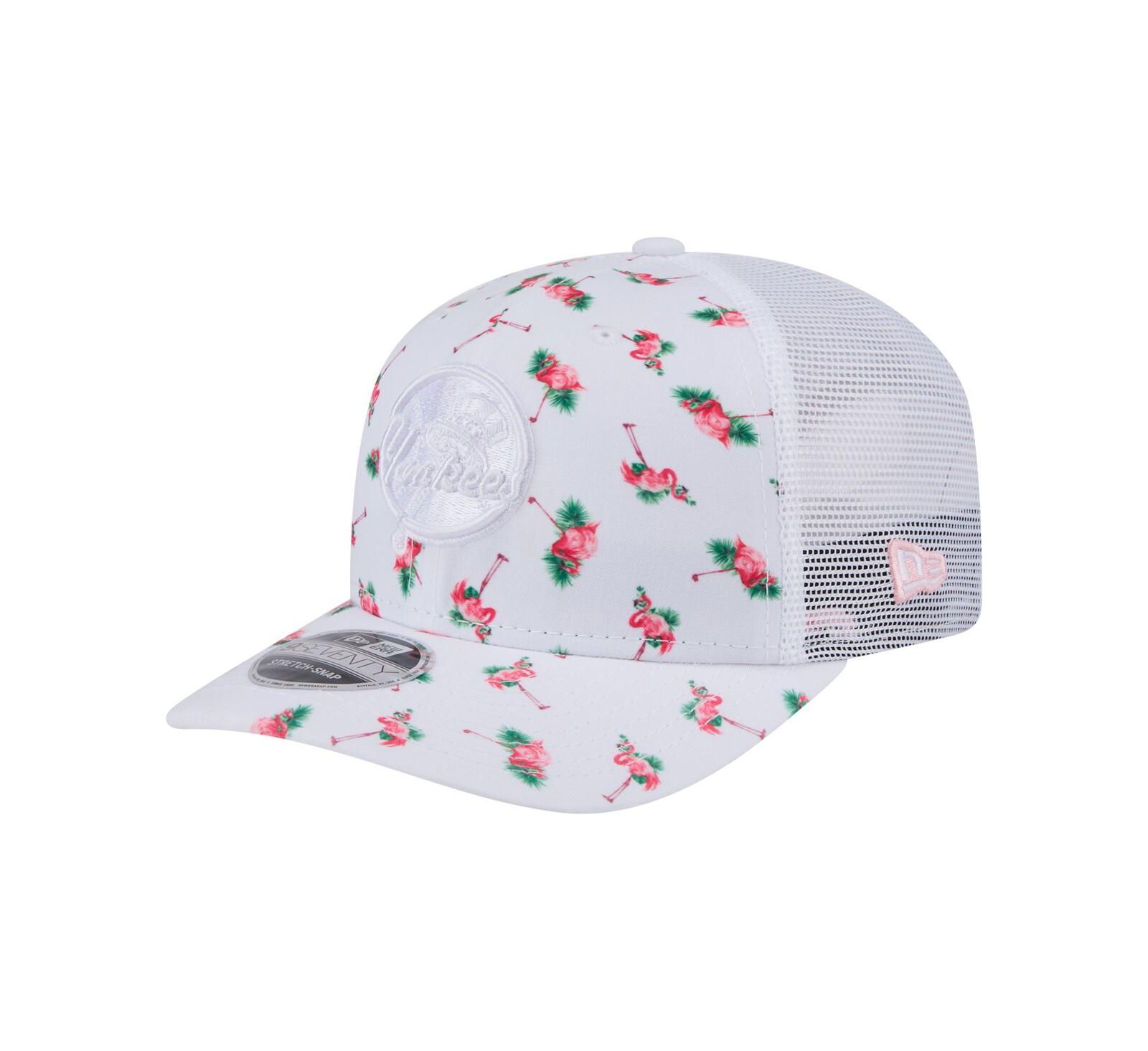 New Era Мужская белая кепка New York Yankees Flamingo Mesh Back 9SEVENTY Stretch-Snap