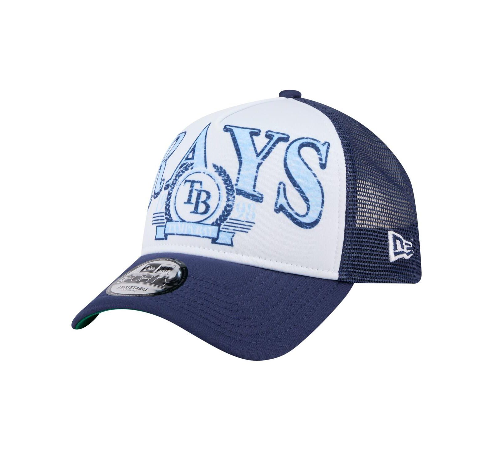 New Era Мужская регулируемая кепка-тракер 9FORTY A-Frame Tampa Bay Rays, темно-синяя, с эффектом потертости