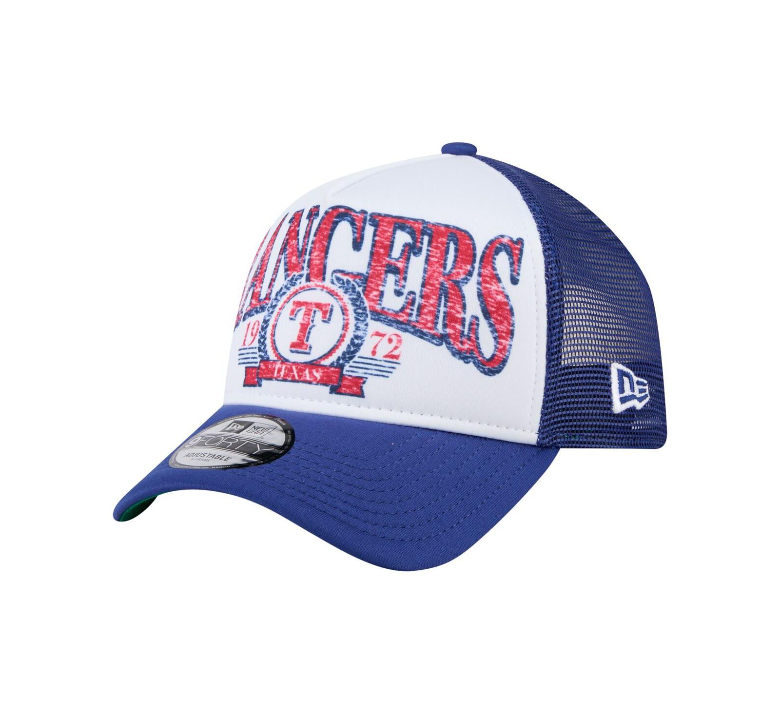 New Era Men's White/Royal Texas Rangers Trucker A-Frame 9FORTY Adjustable Hat