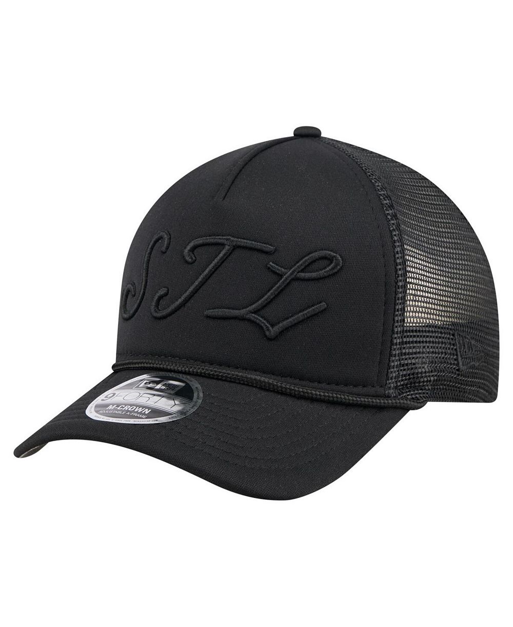 New Era Men's Black St. Louis Cardinals City Initial 9FORTY A-Frame M-Crown Adjustable Trucker Hat