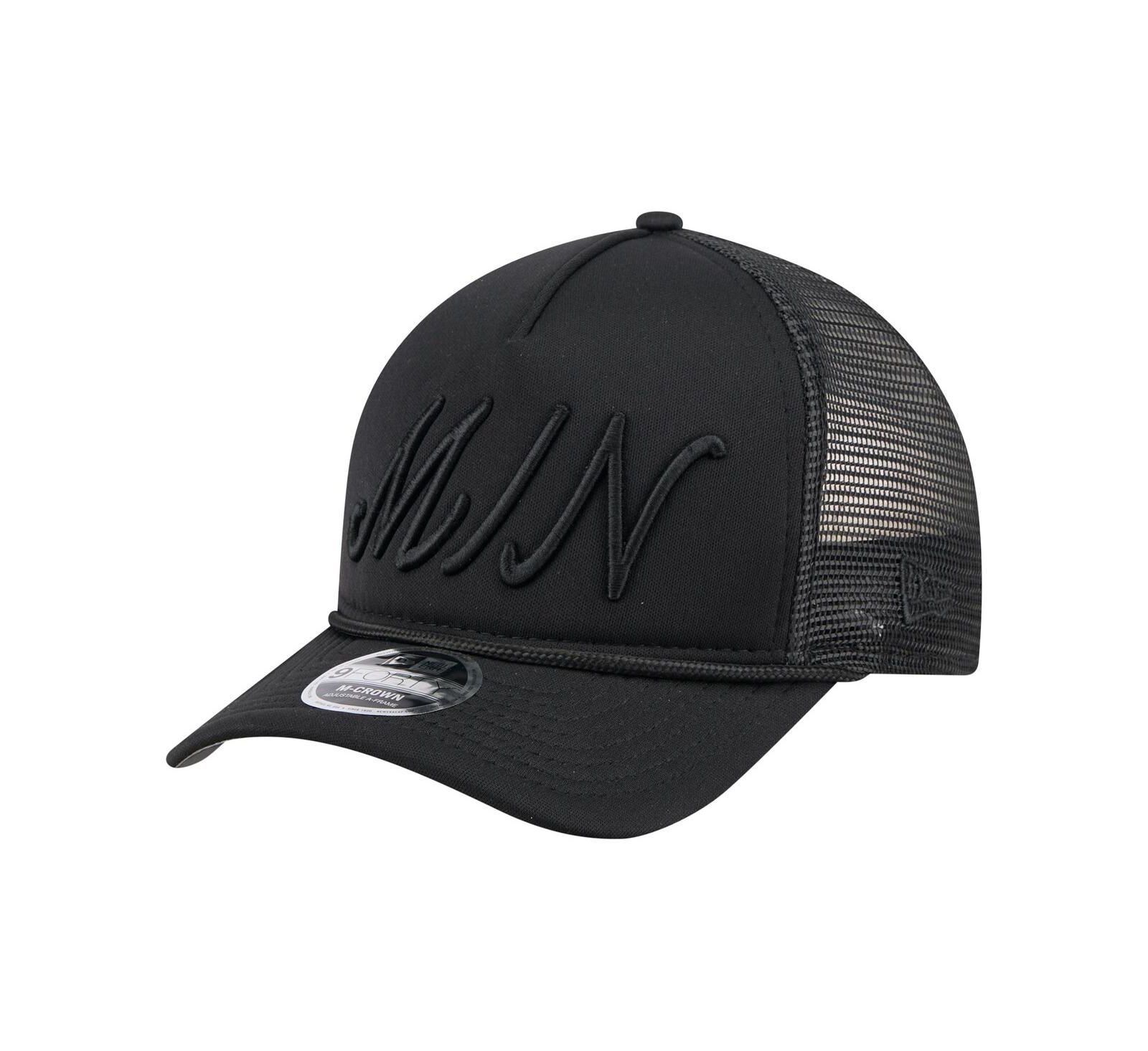 Мужская кепка New Era Black Minnesota Twins City Initial 9FORTY A-Frame M-Crown регулируемая trucker hat