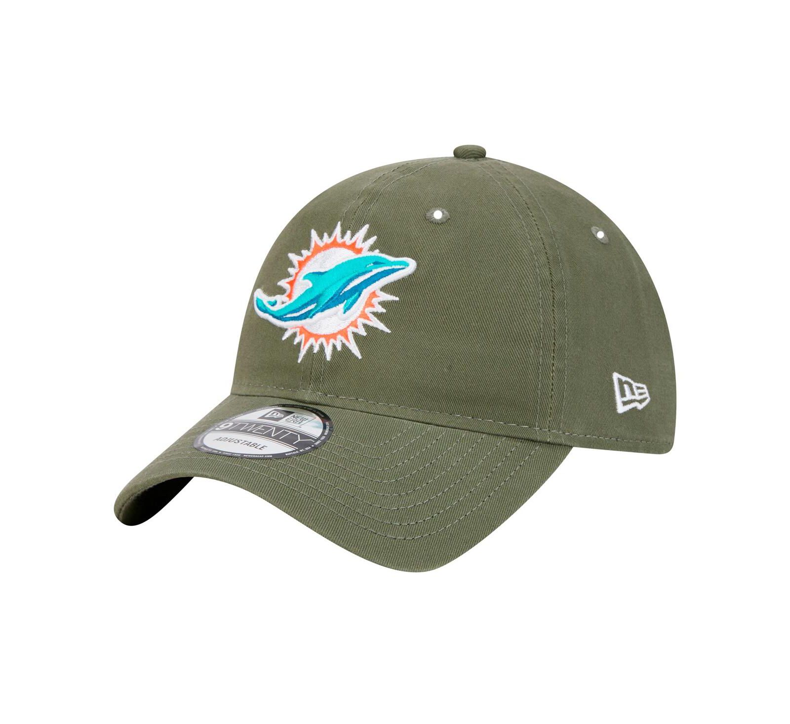 Мужская регулируемая кепка New Era Miami Dolphins Main 9TWENTY оливкового цвета