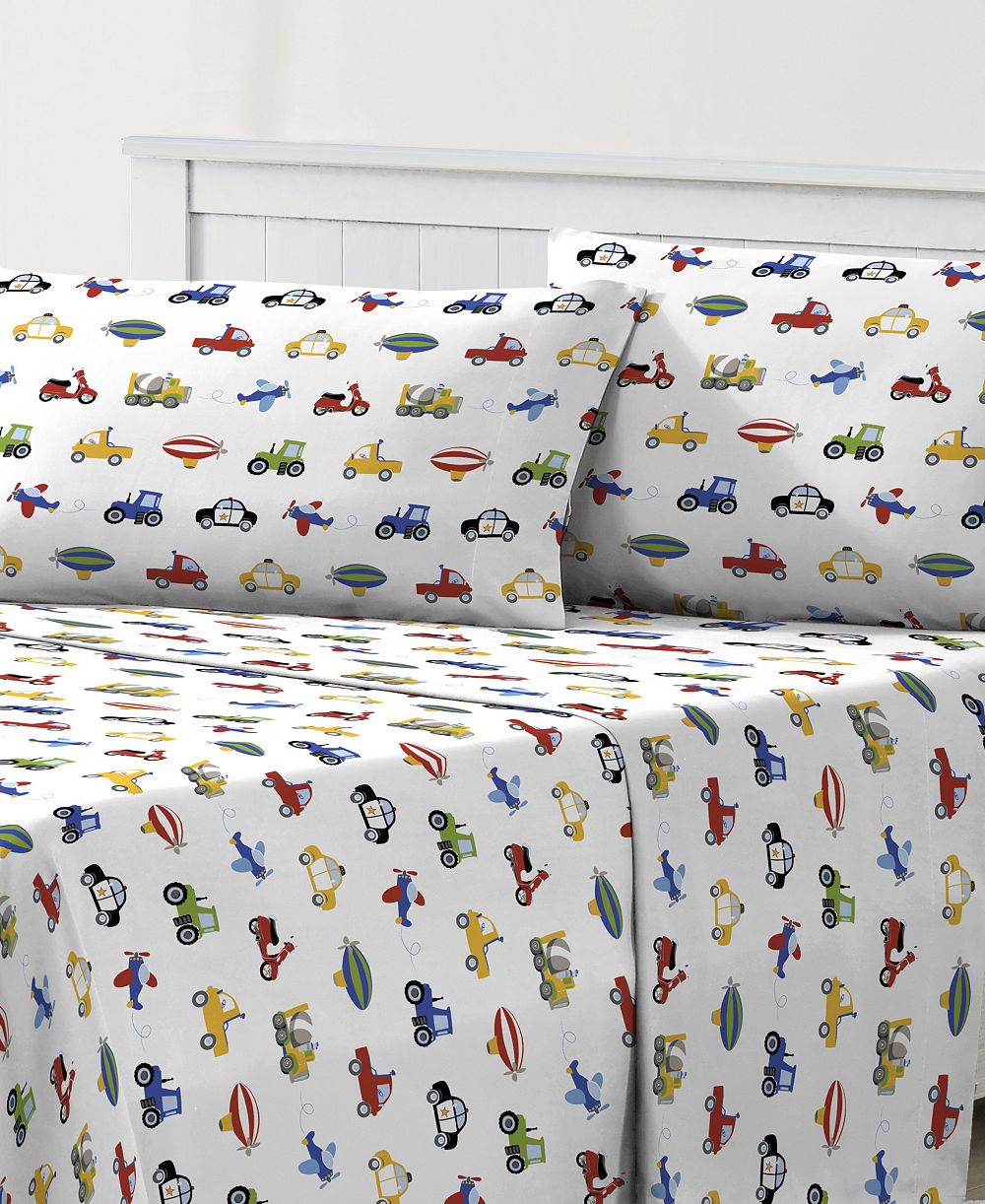 Комплект постельного белья Dream Factory Trains Trucks 4-Pc. Sheet Set, Full