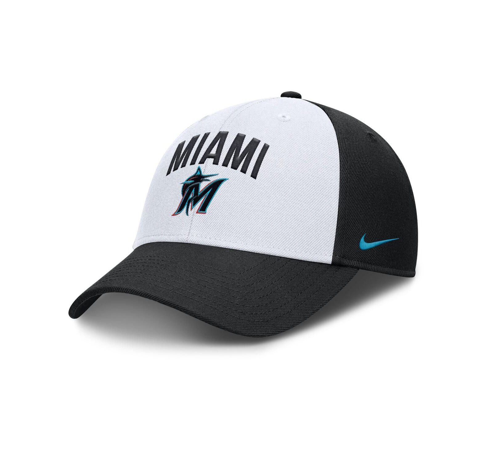 Nike Мужская кепка Miami Marlins Club Performance, White/Black, регулируемая