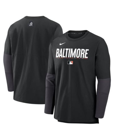 Nike Men's Black Baltimore Orioles Authentic Collection City Connect Lightweight Player Tri-Blend Performance Long Sleeve T-Shirt