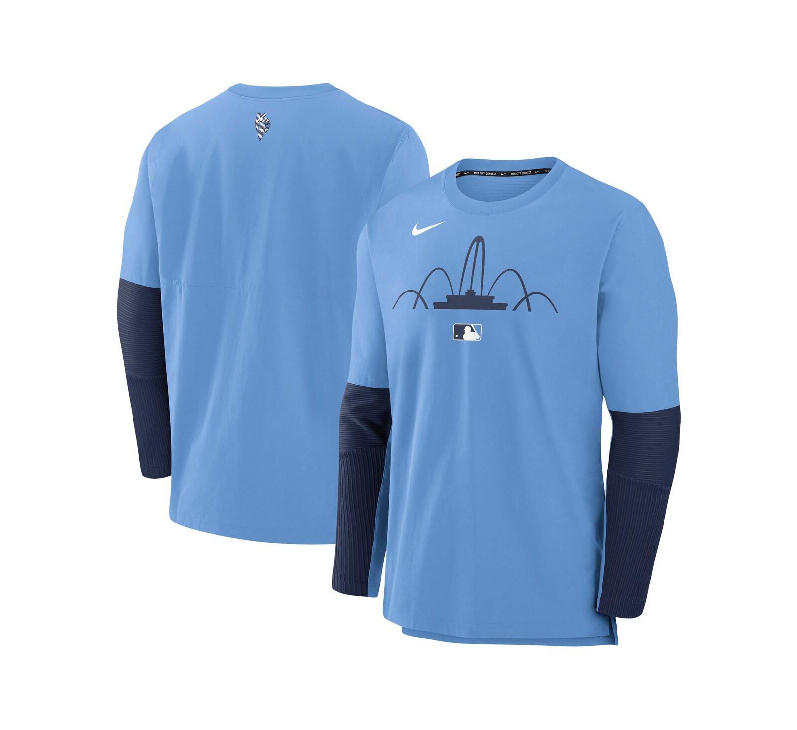 Nike Мужская футболка Nike Kansas City Royals Authentic Collection Lightweight Performance Long Sleeve Light Blue
