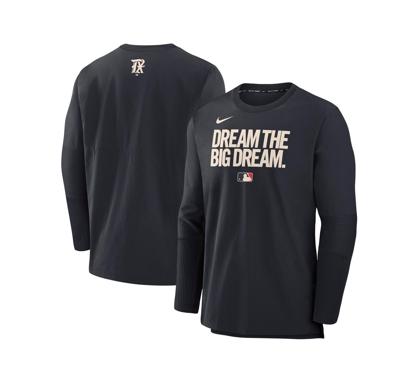 Мужская футболка Nike Black Texas Rangers Authentic Collection City Connect Lightweight Player Tri-Blend Performance Long Sleeve