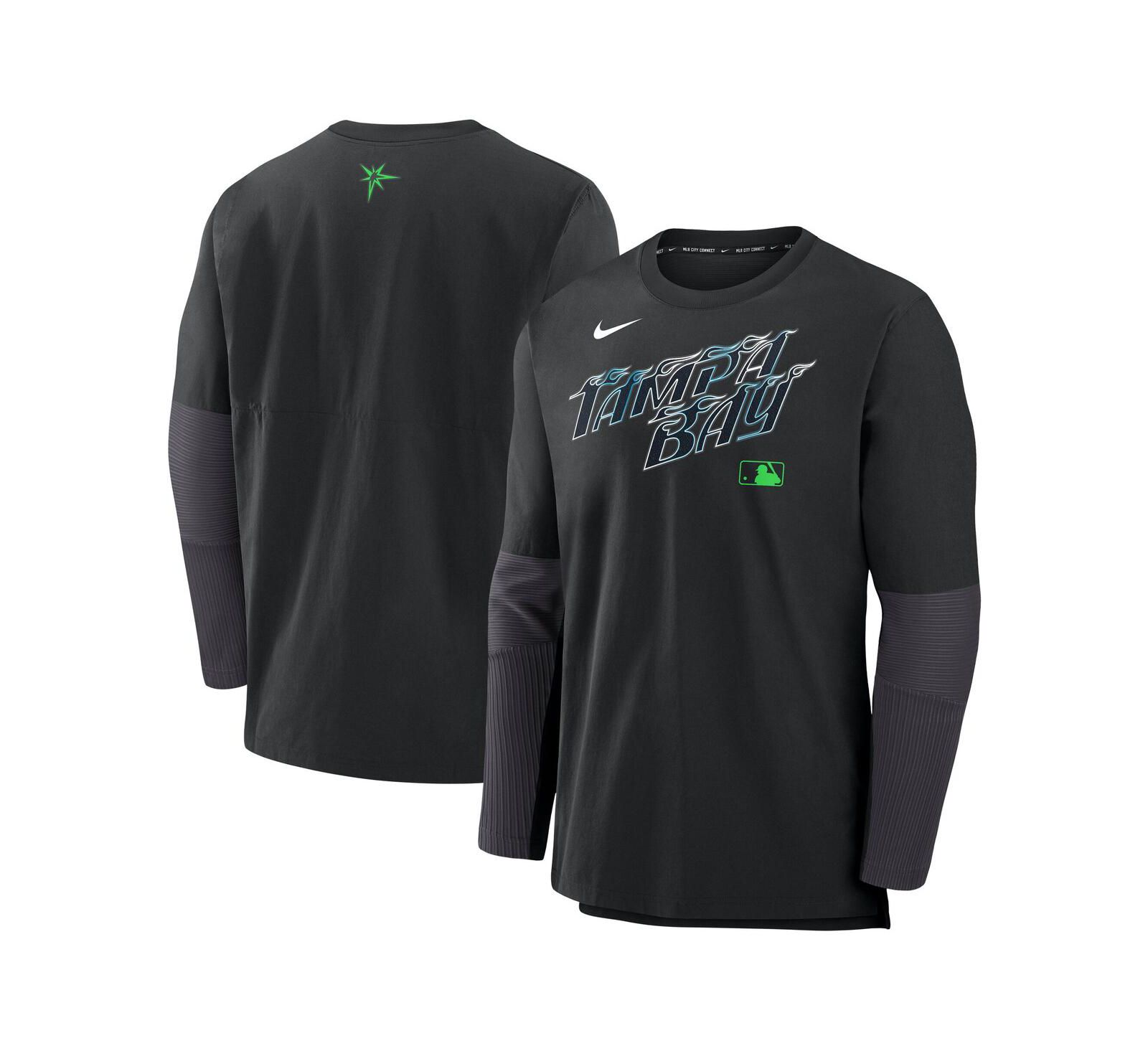 Nike Men's Black Tampa Bay Rays Authentic Collection City Connect Lightweight Player Tri-Blend Performance Long Sleeve T-Shirt