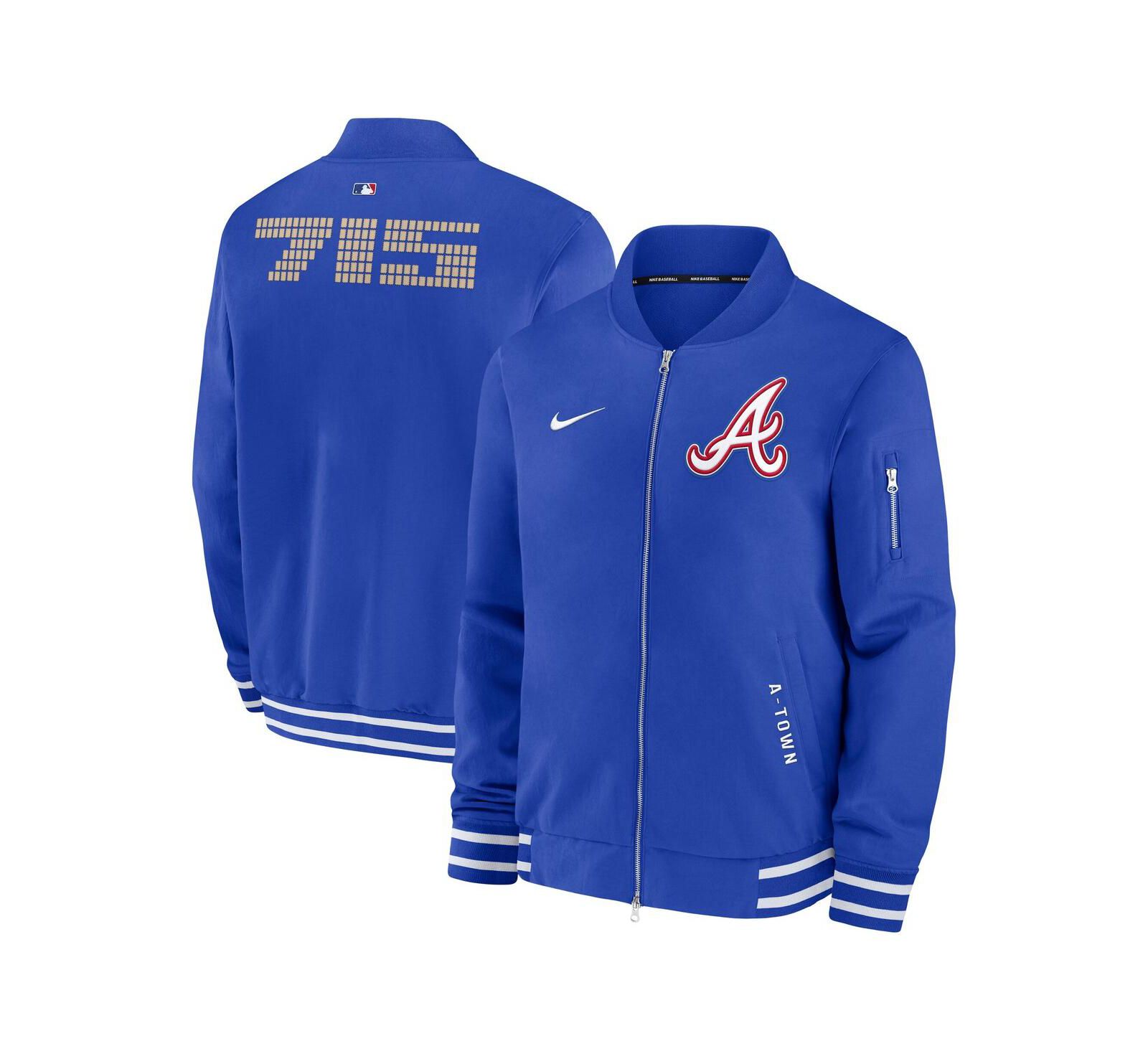 Куртка Nike Men's Royal Atlanta Braves Authentic Collection City Connect Full-Zip Bomber