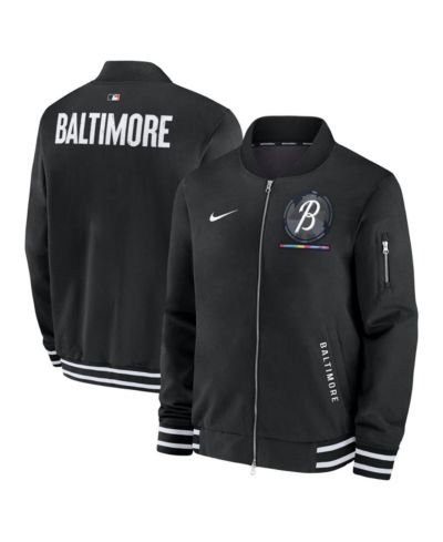 Мужская бомбер-куртка Nike Black Baltimore Orioles Authentic Collection City Connect с полной молнией