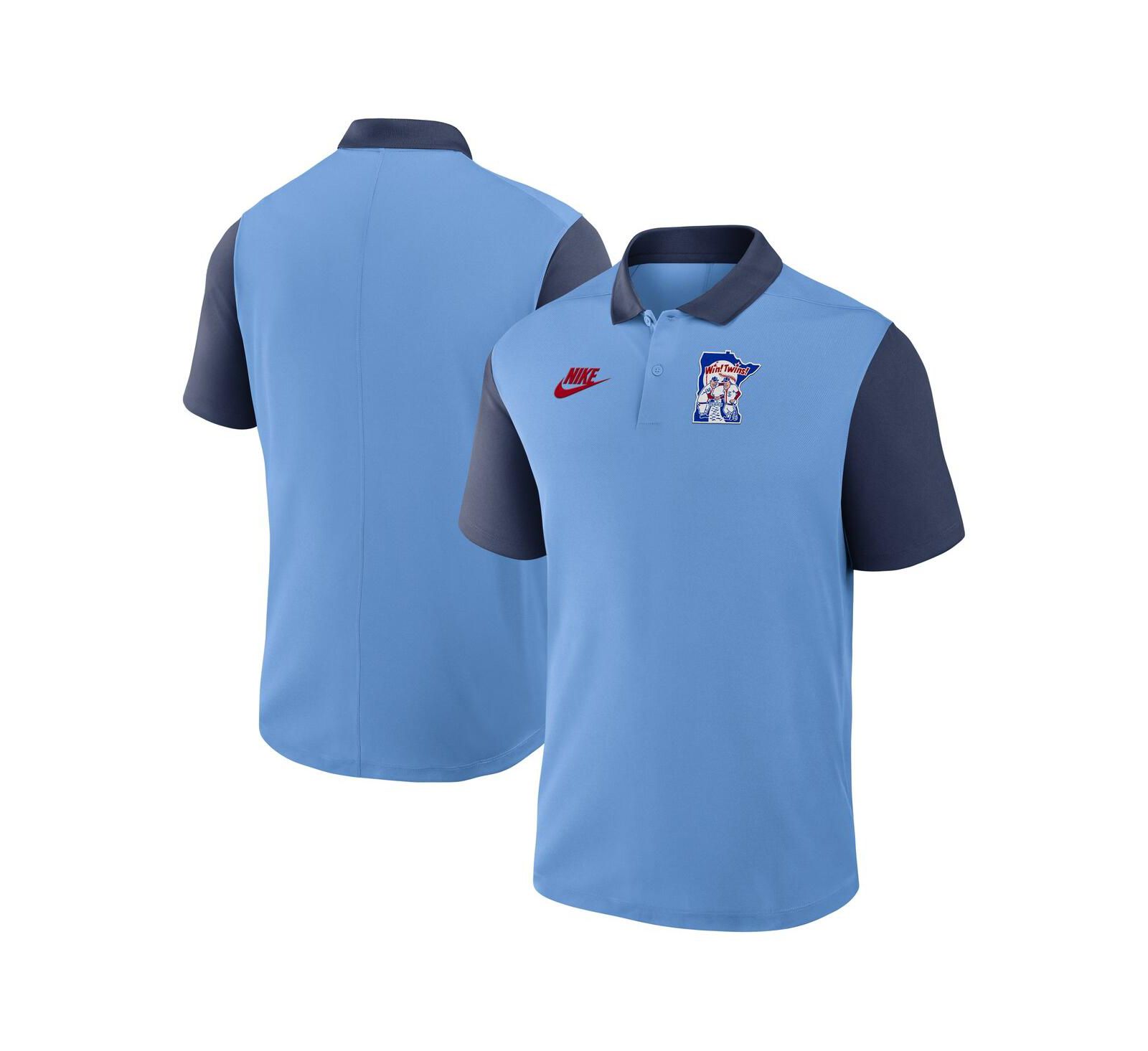 Nike Men's Light Blue/Navy Minnesota Twins Cooperstown Collection Color-Block Victory Performance Polo Shirt